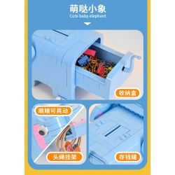 OPENING KD99002-1 99002-1 non  CHÚ VOI CON DỄ THƯƠNG bộ đồ chơi xếp lắp ráp ghép mô hình LOVABLE ELEPHANTS - FUNNY CASH LOCKER