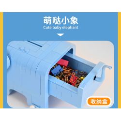 OPENING KD99002-1 99002-1 non  CHÚ VOI CON DỄ THƯƠNG bộ đồ chơi xếp lắp ráp ghép mô hình LOVABLE ELEPHANTS - FUNNY CASH LOCKER