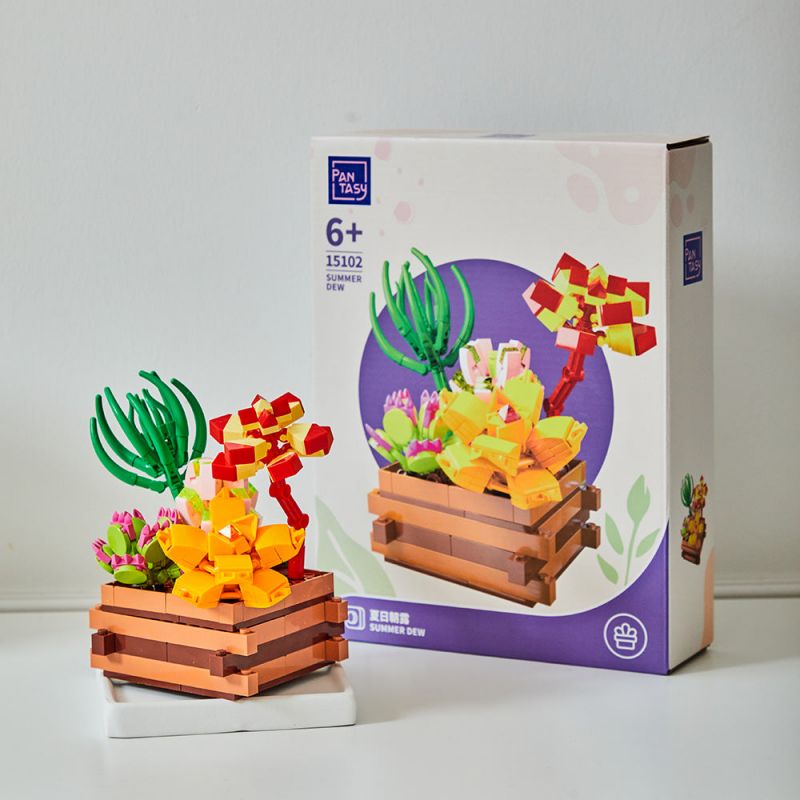 PANTASY 15102 non  SƯƠNG SỚM MÙA HÈ bộ đồ chơi xếp lắp ráp ghép mô hình SUCCULENT GARDEN SUMMER DEW