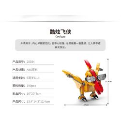 ACHKO 20034 non  ĐÈN FLASH MÁT MẺ bộ đồ chơi xếp lắp ráp ghép mô hình DINOSAUR COOL GUY 199 khối