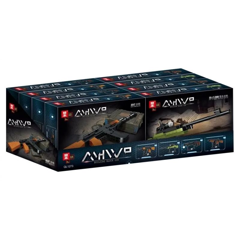 ZHEGAO QL1273 1273 non  SÚNG MINI 4 TRƯỜNG AK47 BẮN TỈA 5 8MM KIỂU 88 BERNILI M1014 霰 MÁY RPK NHẸ bộ đồ chơi xếp lắp ráp ghép mô hình Gun MHWP 683 khối