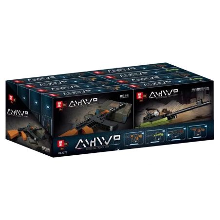 ZHEGAO QL1273 1273 non  SÚNG MINI 4 TRƯỜNG AK47 BẮN TỈA 5 8MM KIỂU 88 BERNILI M1014 霰 MÁY RPK NHẸ bộ đồ chơi xếp lắp ráp ghép mô hình Gun MHWP 683 khối