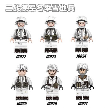 GUANGDONG RUIZHIDA JG023 JG024 JG025 JG026 JG027 JG022 non  THẾ CHIẾN II NGƯỜI LÍNH TUYẾT MÙA ĐÔNG ĐỨC bộ đồ chơi xếp lắp ráp ghép mô hình Collectable Minifigures Búp Bê Sưu Tầm
