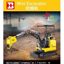 HAPPY BUILD SHINEYU XINYU YC-22006 22006 YC22006 non  MÁY XÚC 1:10. tỷ lệ 1:10 bộ đồ chơi xếp lắp ráp ghép mô hình Build Team SHINE YU MINI EXCAVATOR Đội Xây Dựng 1718 khối