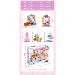 GUDI 30005 non  CÔNG CHÚA TÌNH YÊU 4 LOẠI PHÒNG NGỦ CỦA NGƯỜI ANNIE PIANO XƯỞNG VẼ KẸO bộ đồ chơi xếp lắp ráp ghép mô hình Girl PRINCESS CANDY Con Gái 794 khối