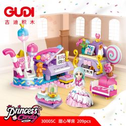 GUDI 30005 non  CÔNG CHÚA TÌNH YÊU 4 LOẠI PHÒNG NGỦ CỦA NGƯỜI ANNIE PIANO XƯỞNG VẼ KẸO bộ đồ chơi xếp lắp ráp ghép mô hình Girl PRINCESS CANDY Con Gái 794 khối