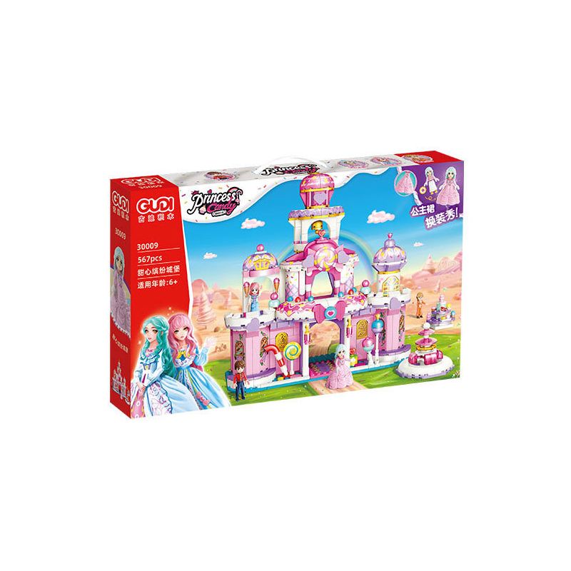 GUDI 30009 non  CÔNG CHÚA TÌNH YÊU LÂU ĐÀI ĐẦY MÀU SẮC NGƯỜI bộ đồ chơi xếp lắp ráp ghép mô hình Girl Con Gái 567 khối