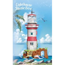 ZHEGAO 663007 non  NGỌN HẢI ĐĂNG ĐẢO ÂM NHẠC bộ đồ chơi xếp lắp ráp ghép mô hình Creator LIGHTHOUSE MUSIC BOX Sáng Tạo 909 khối