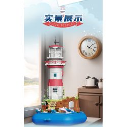 ZHEGAO 663007 non  NGỌN HẢI ĐĂNG ĐẢO ÂM NHẠC bộ đồ chơi xếp lắp ráp ghép mô hình Creator LIGHTHOUSE MUSIC BOX Sáng Tạo 909 khối