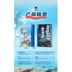 ZHEGAO 663007 non  NGỌN HẢI ĐĂNG ĐẢO ÂM NHẠC bộ đồ chơi xếp lắp ráp ghép mô hình Creator LIGHTHOUSE MUSIC BOX Sáng Tạo 909 khối