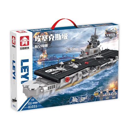 LE YI 81031 non  TÀU SÂN BAY LỚP ESSEX bộ đồ chơi xếp lắp ráp ghép mô hình Military Army AIRCRAFT CARRIER Quân Sự Bộ Đội 816 khối