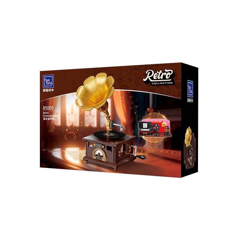 PANTASY 85009 non  MÁY HÁT CỔ ĐIỂN bộ đồ chơi xếp lắp ráp ghép mô hình Creator RETRO GRAMOPHONE Sáng Tạo 800 khối