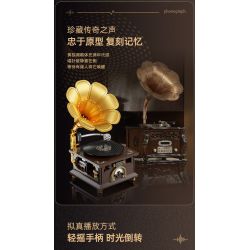 PANTASY 85009 non  MÁY HÁT CỔ ĐIỂN bộ đồ chơi xếp lắp ráp ghép mô hình Creator RETRO GRAMOPHONE Sáng Tạo 800 khối