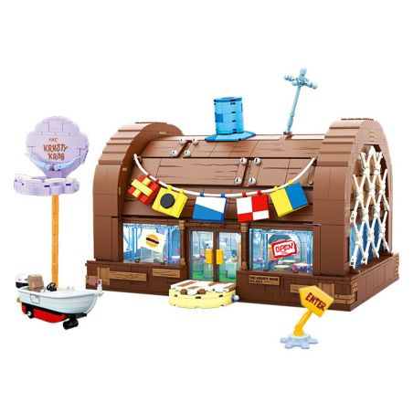 AREA-X AB0027 0027 non  SPONGEBOB SQUAREPANTS KRUSTY KRAB bộ đồ chơi xếp lắp ráp ghép mô hình Movie & Game GOOD  THE KRUSTY KRAB Phim Và Trò Chơi