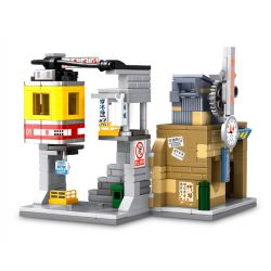 SEMBO 608070 non  WEN HEYOU CỬA HÀNG THỜI GIAN VÀ CÁP TREO bộ đồ chơi xếp lắp ráp ghép mô hình 300 khối