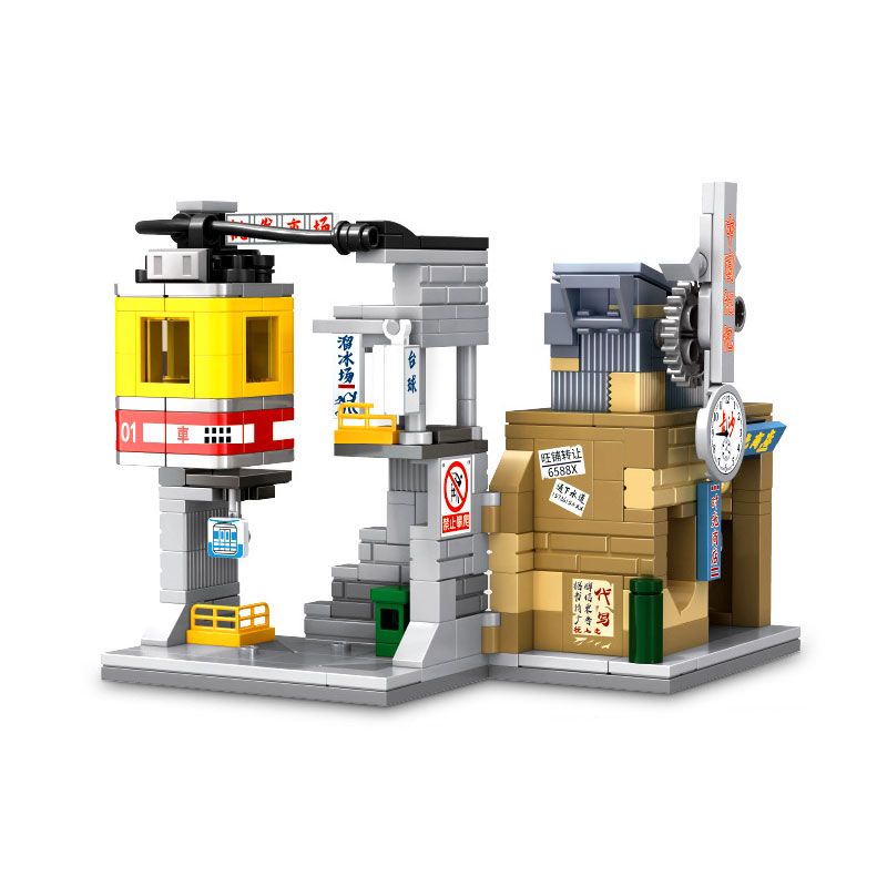 SEMBO 608070 non  WEN HEYOU CỬA HÀNG THỜI GIAN VÀ CÁP TREO bộ đồ chơi xếp lắp ráp ghép mô hình 300 khối