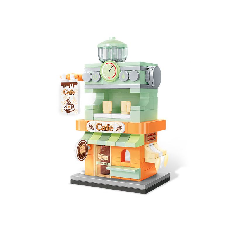 SEMBO 601192 non  QUÁN CÀ PHÊ MANSHI bộ đồ chơi xếp lắp ráp ghép mô hình 129 khối