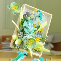 BEAUTIFUL AND 13061 non  KHUNG ẢNH HOA XANH bộ đồ chơi xếp lắp ráp ghép mô hình Art FLOWER PICTURE FRAME