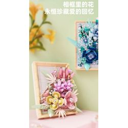 BEAUTIFUL AND 13061 non  KHUNG ẢNH HOA XANH bộ đồ chơi xếp lắp ráp ghép mô hình Art FLOWER PICTURE FRAME