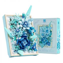 BEAUTIFUL AND 13060 non  KHUNG ẢNH HOA MÀU XANH bộ đồ chơi xếp lắp ráp ghép mô hình Art FLOWER PICTURE FRAME