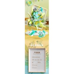 BEAUTIFUL AND 13060 non  KHUNG ẢNH HOA MÀU XANH bộ đồ chơi xếp lắp ráp ghép mô hình Art FLOWER PICTURE FRAME