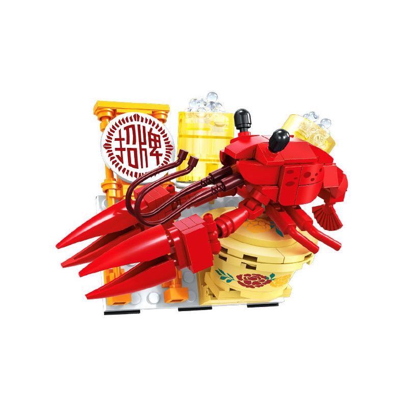 SEMBO 608064 non  WEN HEYOU NAM CHÂM TỦ LẠNH TÔM CÀNG bộ đồ chơi xếp lắp ráp ghép mô hình 193 khối