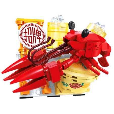 SEMBO 608064 non  WEN HEYOU NAM CHÂM TỦ LẠNH TÔM CÀNG bộ đồ chơi xếp lắp ráp ghép mô hình 193 khối