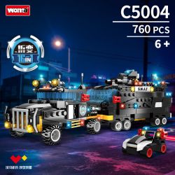 WOMA C5004 5004 non  ĐỘI SWAT CÔNG NGHỆ XE TẢI GIAO HÀNG VŨ TRANG TIÊN PHONG bộ đồ chơi xếp lắp ráp ghép mô hình City Thành Phố 760 khối
