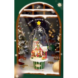 WEKKI 516157 non  HỘP NHẠC HỘI THẢO GIÁNG SINH bộ đồ chơi xếp lắp ráp ghép mô hình Creator SANTA'S FACTORY MUSIC BOX Sáng Tạo