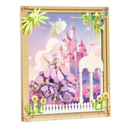 DOMICHA D3001 3001 non  MƠ HÔM NAY KHUNG ẢNH TRANG PHỤC CÔNG CHÚA TRONG bộ đồ chơi xếp lắp ráp ghép mô hình Arts & Crafts TONIGHT LIKE A DREAM 648 khối