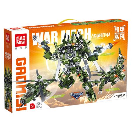 GAOMISI T3091 3091 non  BIẾN HÌNH WAR MECHA SKY BA LẦN bộ đồ chơi xếp lắp ráp ghép mô hình WAR MECH SKY 538 khối