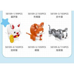 JIESTAR 58109 non  THIÊN ĐƯỜNG THÚ CƯNG DỄ THƯƠNG 6 LOẠI MÈO XIÊM RAGDOLL BÒ MAY MẮN CAM ĐUÔI CỤT bộ đồ chơi xếp lắp ráp ghép mô hình Creator PET PARADISE Sáng Tạo 627 khối