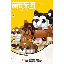 JIESTAR 37300 non  THIÊN ĐƯỜNG THÚ CƯNG DỄ THƯƠNG 6 LOẠI YORKSHIRE TERRIER SHIBA INU PUG SÓC HUSKY CORGI bộ đồ chơi xếp lắp ráp ghép mô hình Creator PET PARADISE Sáng Tạo 661 khối