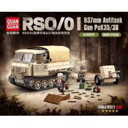 QuanGuan 100250 Quan Guan 100250 non  MÁY KÉO RSO/01 & SÚNG CHỐNG TĂNG 37MM bộ đồ chơi xếp lắp ráp ghép mô hình Military Army RSO/01 & 37MM ANTITANK GUN PAK35/36 Quân Sự Bộ Đội 606 khối