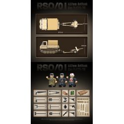 QuanGuan 100250 Quan Guan 100250 non  MÁY KÉO RSO/01 & SÚNG CHỐNG TĂNG 37MM bộ đồ chơi xếp lắp ráp ghép mô hình Military Army RSO/01 & 37MM ANTITANK GUN PAK35/36 Quân Sự Bộ Đội 606 khối