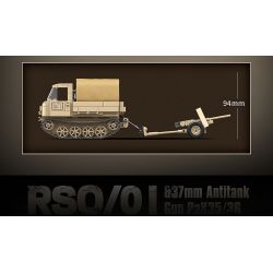 QuanGuan 100250 Quan Guan 100250 non  MÁY KÉO RSO/01 & SÚNG CHỐNG TĂNG 37MM bộ đồ chơi xếp lắp ráp ghép mô hình Military Army RSO/01 & 37MM ANTITANK GUN PAK35/36 Quân Sự Bộ Đội 606 khối