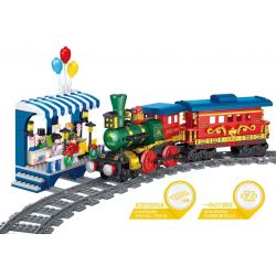 FORANGE FC1703 1703 non  DU LỊCH QUỸ ĐẠO TÀU THAM QUAN bộ đồ chơi xếp lắp ráp ghép mô hình City ORBITAL ADVENTURE SIGHTSEEING TRAIN Thành Phố 732 khối