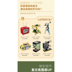 JIESTAR 58097 non  CƠN SỐT HIỆN ĐẠI 6 MẪU TV HOÀI CỔ ĐIỆN THOẠI ĐIỂN KÍNH VIỄN VỌNG THIÊN VĂN RADIO MÁY PHA CÀ PHÊ ESPRESSO CHIẾU KIỂU CŨ bộ đồ chơi xếp lắp ráp ghép mô hình Creator Sáng Tạo 487 khối