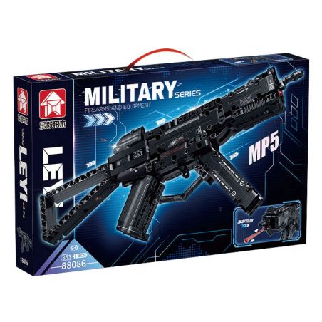 LE YI 88086 non  SÚNG TIỂU LIÊN MP5 bộ đồ chơi xếp lắp ráp ghép mô hình Military Army Quân Sự Bộ Đội 353 khối