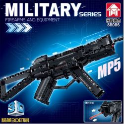 LE YI 88086 non  SÚNG TIỂU LIÊN MP5 bộ đồ chơi xếp lắp ráp ghép mô hình Military Army Quân Sự Bộ Đội 353 khối