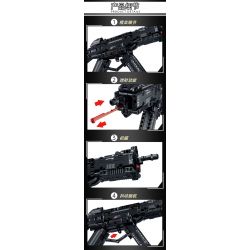 LE YI 88086 non  SÚNG TIỂU LIÊN MP5 bộ đồ chơi xếp lắp ráp ghép mô hình Military Army Quân Sự Bộ Đội 353 khối