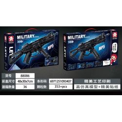 LE YI 88086 non  SÚNG TIỂU LIÊN MP5 bộ đồ chơi xếp lắp ráp ghép mô hình Military Army Quân Sự Bộ Đội 353 khối
