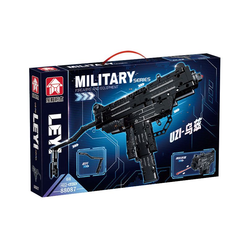 LE YI 88087 non  SÚNG TIỂU LIÊN UZI bộ đồ chơi xếp lắp ráp ghép mô hình Military Army Quân Sự Bộ Đội 402 khối