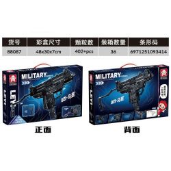 LE YI 88087 non  SÚNG TIỂU LIÊN UZI bộ đồ chơi xếp lắp ráp ghép mô hình Military Army Quân Sự Bộ Đội 402 khối