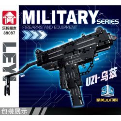 LE YI 88087 non  SÚNG TIỂU LIÊN UZI bộ đồ chơi xếp lắp ráp ghép mô hình Military Army Quân Sự Bộ Đội 402 khối
