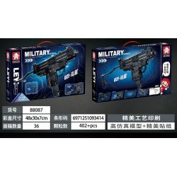 LE YI 88087 non  SÚNG TIỂU LIÊN UZI bộ đồ chơi xếp lắp ráp ghép mô hình Military Army Quân Sự Bộ Đội 402 khối