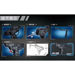 LE YI 88087 non  SÚNG TIỂU LIÊN UZI bộ đồ chơi xếp lắp ráp ghép mô hình Military Army Quân Sự Bộ Đội 402 khối