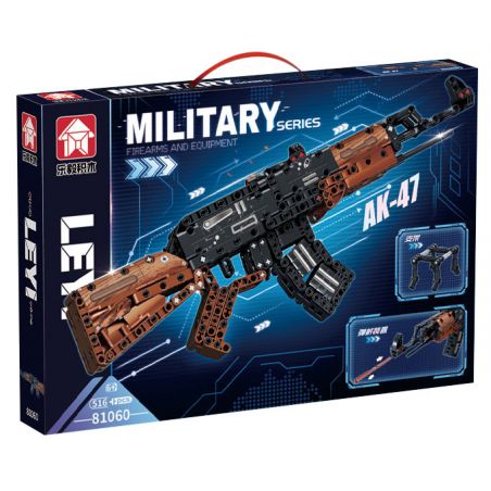 LE YI 81060 non  SÚNG TRƯỜNG TỰ ĐỘNG AK-47 bộ đồ chơi xếp lắp ráp ghép mô hình Military Army Quân Sự Bộ Đội 516 khối