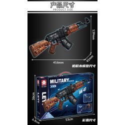 LE YI 81060 non  SÚNG TRƯỜNG TỰ ĐỘNG AK-47 bộ đồ chơi xếp lắp ráp ghép mô hình Military Army Quân Sự Bộ Đội 516 khối