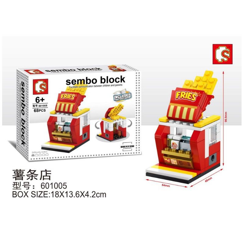SEMBO WEKKI VIGGI 601005 non  CỬA HÀNG KHOAI TÂY CHIÊN bộ đồ chơi xếp lắp ráp ghép mô hình Creator SEMBO BLOCK Sáng Tạo 68 khối